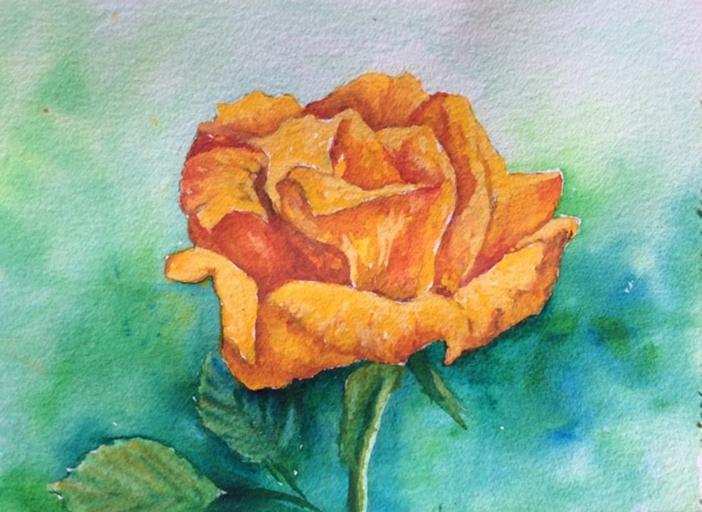 Tutorial how to paint a yellow Rose with watercolor the easy way