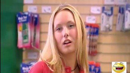 Hot counter girl seducing his customer