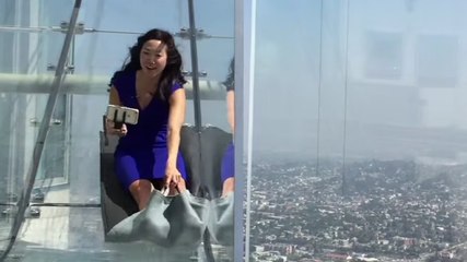 CRAZY Glass Slide Over Downtown LA = Cool or SCARY?