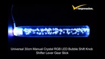 Universal 30cm Manual Crystal RGB LED Bubble Shift Knob Shifter Lever Gear Stick