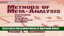 Download Methods of Meta-Analysis: Correcting Error and Bias in Research Findings  PDF Free