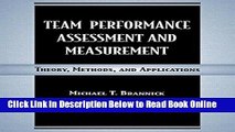 Read Team Performance Assessment and Measurement: Theory, Methods, and Applications (Applied