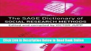 Read The SAGE Dictionary of Social Research Methods  Ebook Free
