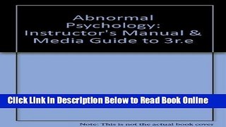 Read Instructor s Manual for Abnormal Psychology  Ebook Free