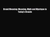 [PDF] Brand Meaning: Meaning Myth and Mystique in Today's Brands Download Full Ebook