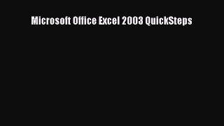 Read Microsoft Office Excel 2003 QuickSteps Ebook Free