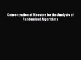 PDF Concentration of Measure for the Analysis of Randomized Algorithms Free Books