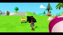 MONSTER TRUCKS MCQUEEN COLORS SMASH CARS & LIGHTNING MCQUEEN   FUN with Spiderman & Mickey Mouse_5