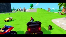 MONSTER TRUCKS MCQUEEN COLORS SMASH CARS & LIGHTNING MCQUEEN   FUN with Spiderman & Mickey Mouse_6