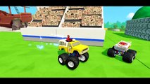 MONSTER TRUCKS MCQUEEN COLORS SMASH CARS & LIGHTNING MCQUEEN   FUN with Spiderman & Mickey Mouse_7