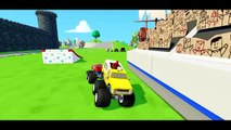 MONSTER TRUCKS MCQUEEN COLORS SMASH CARS & LIGHTNING MCQUEEN + FUN with Spiderman & Mickey Mouse_8