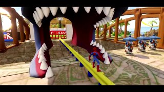 MONSTER TRUCKS MCQUEEN COLORS SMASH CARS & LIGHTNING MCQUEEN + FUN with Spiderman & Mickey Mouse_16