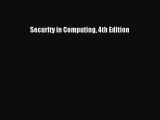 PDF Security in Computing 4th Edition Free Books