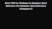 Read Word 2000 for Windows For Dummies Quick Reference (For Dummies: Quick Reference (Computers))