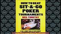 READ book  How to Beat Sit n Go Poker Tournaments  DOWNLOAD ONLINE