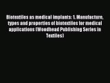 Read Biotextiles as medical implants: 1. Manufacture types and properties of biotextiles for