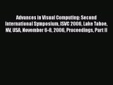 Read Advances in Visual Computing: Second International Symposium ISVC 2006 Lake Tahoe NV USA