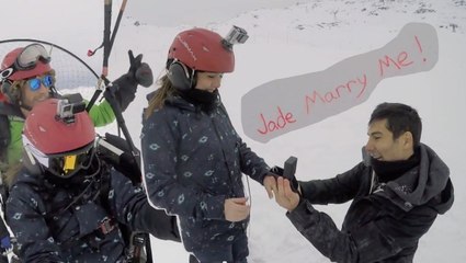 Snowy Paramotor Marriage Proposal