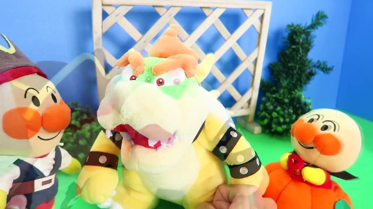 クッパ登場 対決 マリオ アンパンマンがたくさんやってきた！人形劇 おもちゃ King Bowser Koopa vs Anpanman