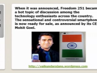 Vaikundarajan On The Release Of Freedom 251 Smartphone Device