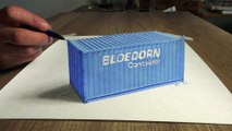 Drawing a Bloedorn container in 3D (speed painting) Optical Illuision
