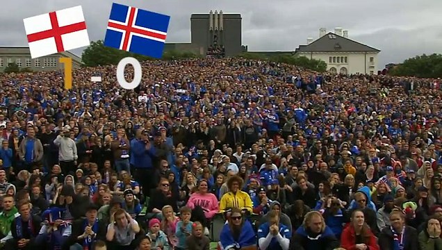 Réaction de miliers de fans Islandais pendant le match contre l'angleterre à Reykjavik - Euro 2016
