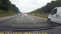 BMW cuts across 3 lanes of traffic to exit motorway -  YF57CWU