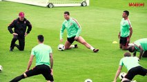 Cristiano Ronaldo Showing some muscles and skills during Portugal training session 28.06.2016