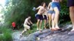 Girls falling in pool Enjoying each other