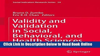 Read Validity and Validation in Social, Behavioral, and Health Sciences (Social Indicators