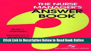 Download The Nurse Manager s Answer Book  Ebook Online