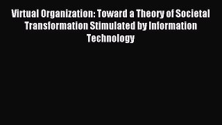 Read Virtual Organization: Toward a Theory of Societal Transformation Stimulated by Information
