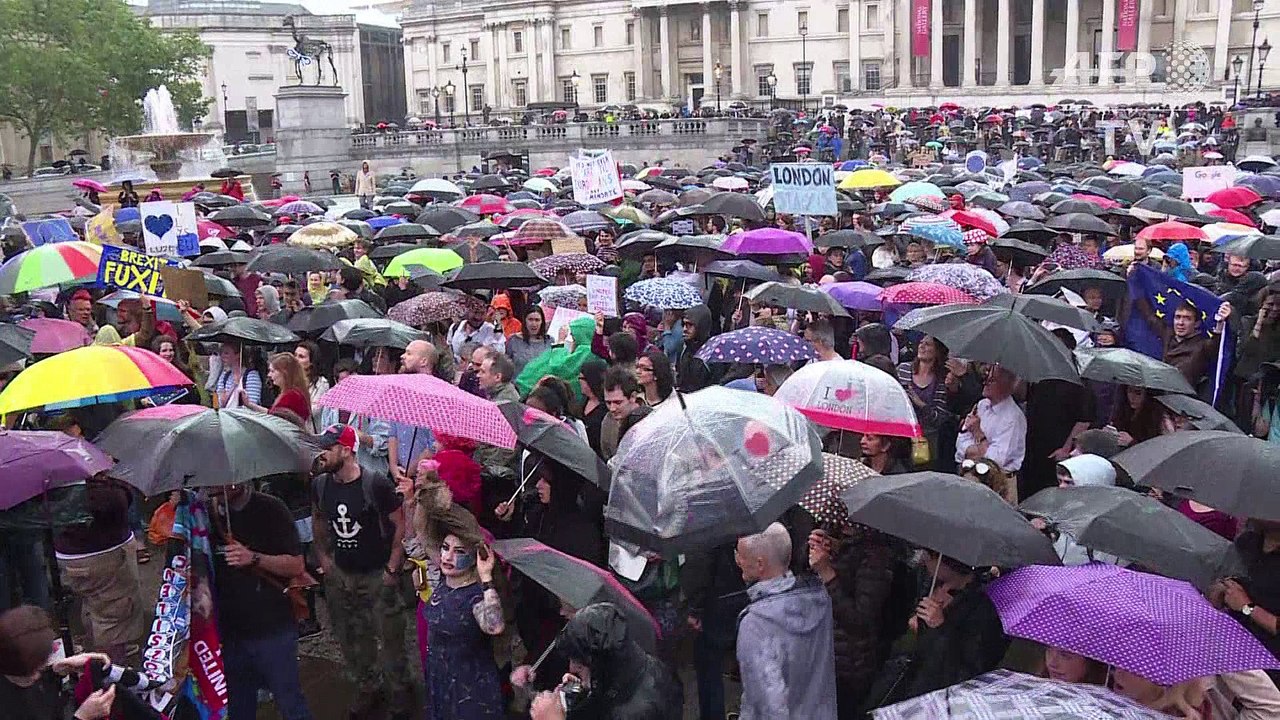 "UE, on t'aime": petit rassemblement à Trafalgar Square contre le Brexit