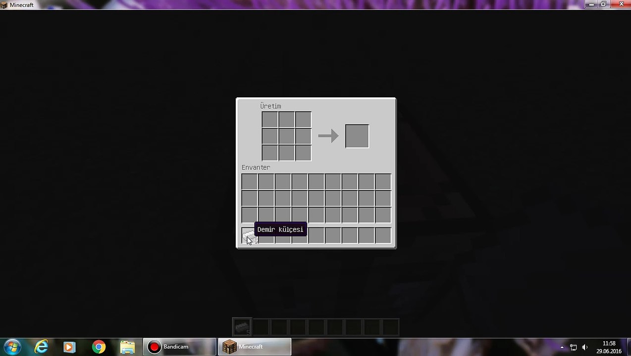 Minecraft demir kask yapımı