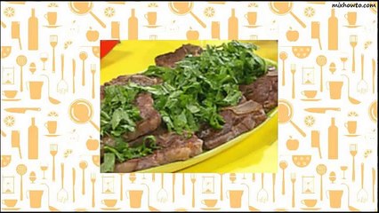 Recipe T-Bone Steaks with Chopped Green Garni, Broiled Tomatoes with Cheese, Olives and Herbs