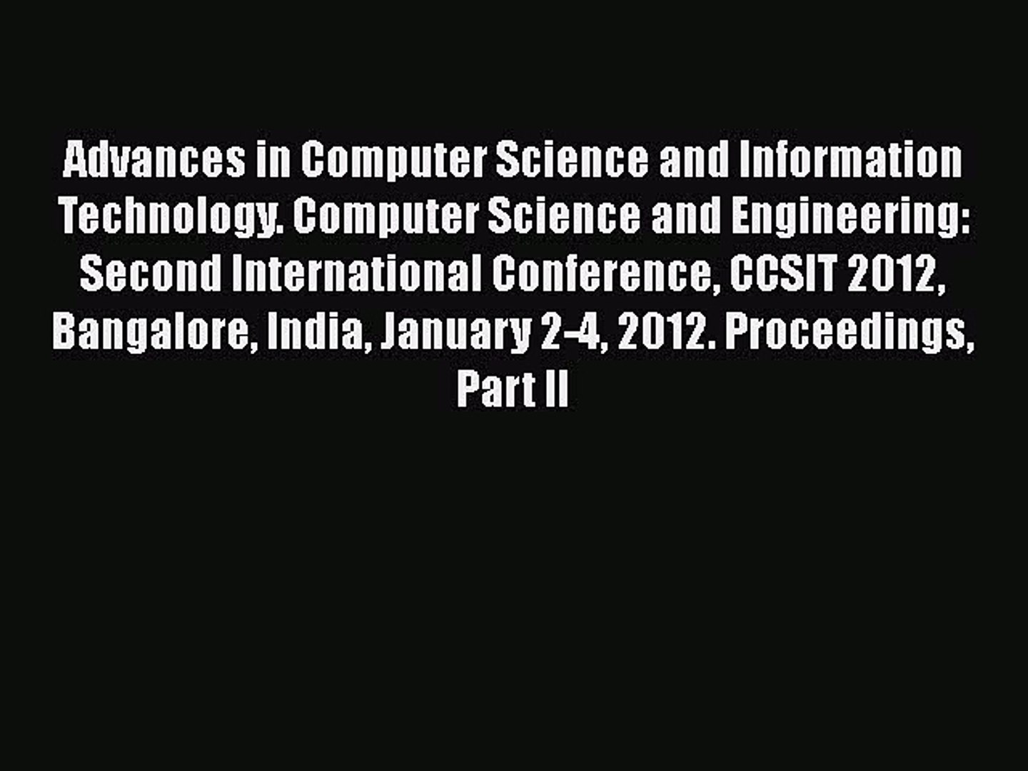 Read Advances in Computer Science and Information Technology. Computer Science and Engineering: