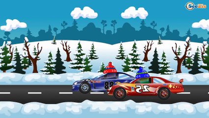 ✔ Racing Cars on a winter trail. Slippery Road / Car Cartoons for kids / 5 Series ✔