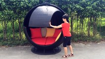 special design rattan furniture rotatable black apple sunbed