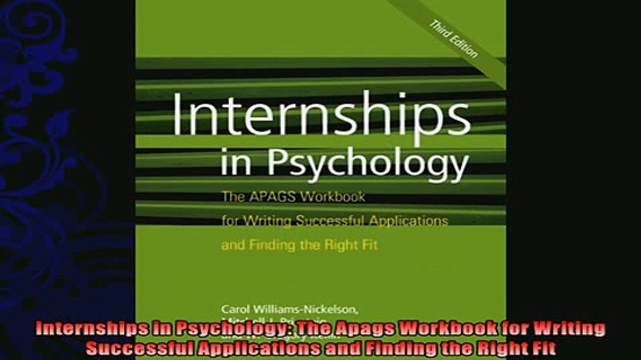 READ book  Internships in Psychology The Apags Workbook for Writing Successful Applications and  FREE BOOOK ONLINE