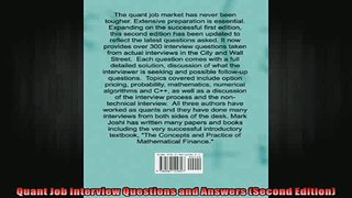 Free Full PDF Downlaod  Quant Job Interview Questions and Answers Second Edition Full Free