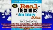 READ book  RealResumes for Auto Industry Jobs Including Real Resumes Used to Change Careers and Full EBook