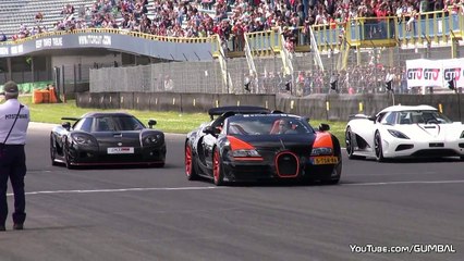 下载视频: Hypercars Accelerations! 5x Koenigsegg, LaFerrari, 918 Spyder, Veyron WRC, SLR Stirling Moss