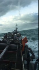 Ship in bad weather north sea
