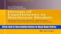 Read Design of Experiments in Nonlinear Models: Asymptotic Normality, Optimality Criteria and