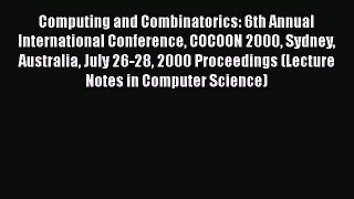 [PDF] Computing and Combinatorics: 6th Annual International Conference COCOON 2000 Sydney Australia