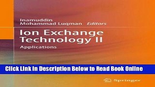 Download Ion Exchange Technology II: Applications  Ebook Online