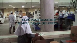 SLUG PACK MACHINE ON-LINE FOR PACKING BISCUITS STANDING ON-EDGE, BISCUITS PACKING MACHINE