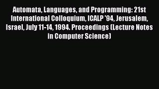 [PDF] Automata Languages and Programming: 21st International Colloquium ICALP '94 Jerusalem
