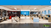 3D Interior Walkthrough Animation for HP (Hewlett-Packard) Retail Show Room | HP publication booth