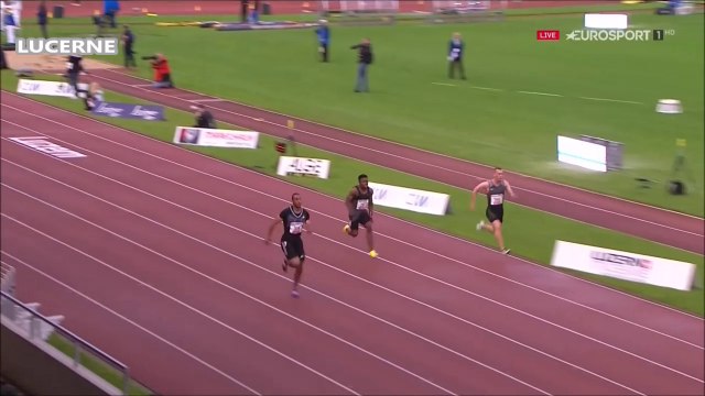100m H - Lucerne, 14 juin 2016 (Jimmy Vicaut enchaîne 2 courses en quelques minutes, 9.98 et 10.08